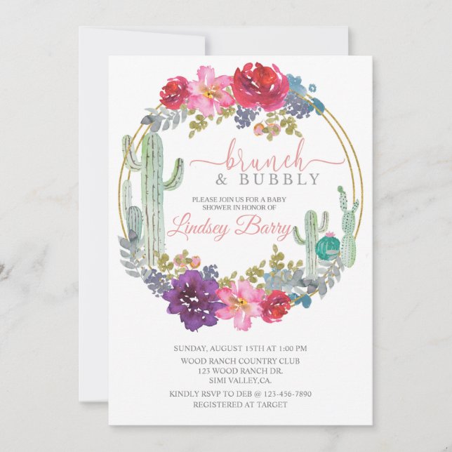 BRUNCH, BABY SHOWER, DESERT THEME, FLORAL (Front)