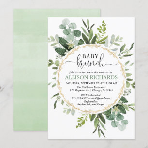 Brunch baby shower, Eucalyptus gender neutral Invitation
