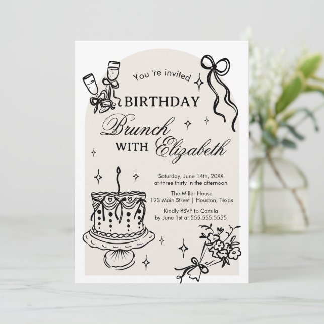 Brunch Birthday Invitation (Standing Front)