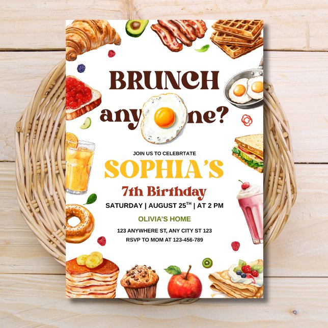 Brunch Birthday Invitation, Breakfast Party Foodie Invitation (Creator Uploaded)