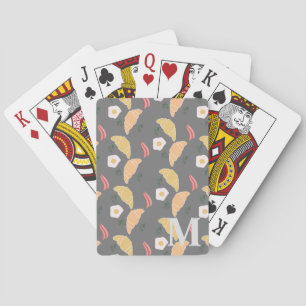Brunch Breakfast Croissants Eggs Bacon Pattern Playing Cards