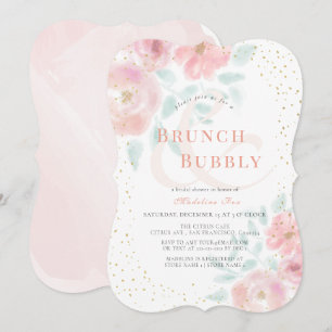 Brunch & Bubbly Airy Rose Pink Bridal Shower Invitation