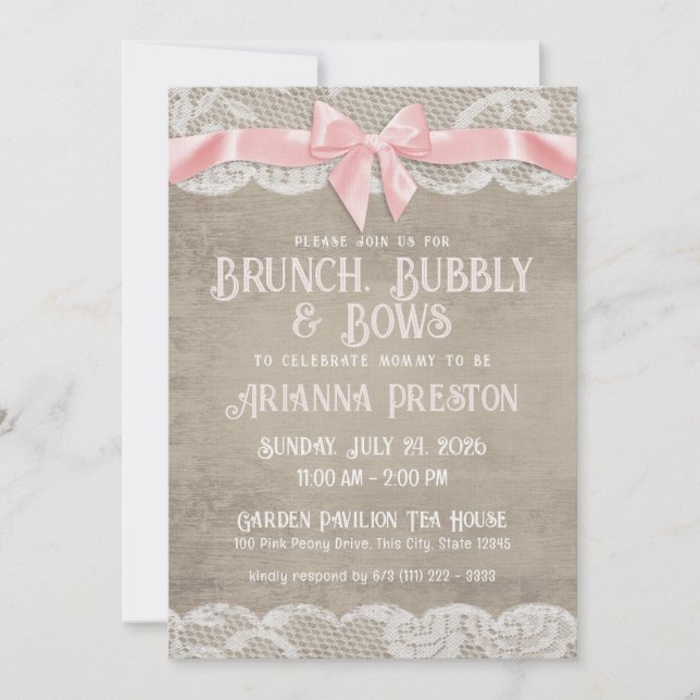 Brunch Bubbly and Bows Baby Shower  Invitation (Front)