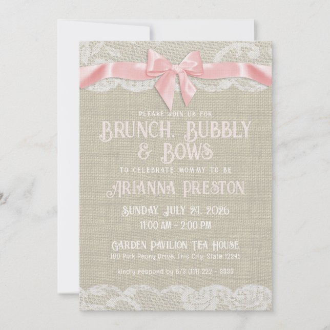 Brunch Bubbly and Bows Baby Shower  Invitation (Front)