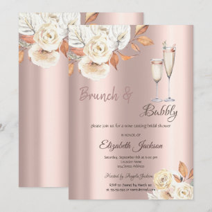 Brunch & Bubbly Autumn Flowers Bridal Shower  Invitation
