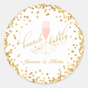 Brunch & Bubbly Bachelorette Engagement Brunch Classic Round Sticker