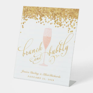 Brunch & Bubbly Bachelorette Engagement Brunch Pedestal Sign