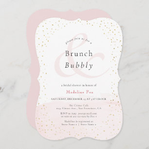 Brunch & Bubbly Blush Pink x Gold Bridal Shower Invitation