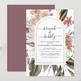 Brunch & Bubbly Boho Burgundy Bridal Shower Invitation