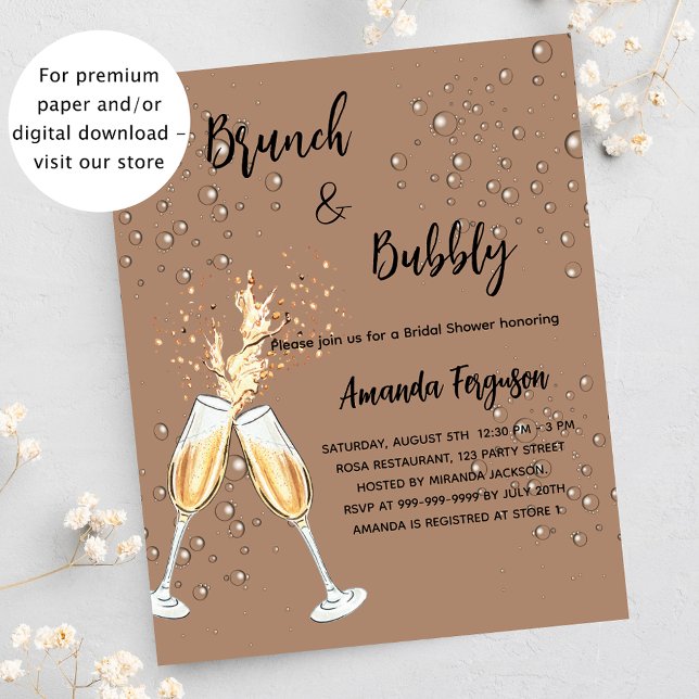 Brunch Bubbly Bridal Shower budget invitation Flyer (Creator Uploaded)