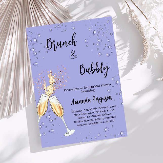 Brunch Bubbly Bridal Shower cheers dusty blue Invitation (Creator Uploaded)