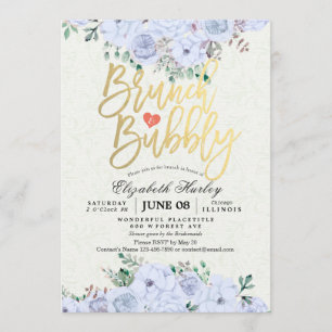 Brunch Bubbly Bridal Shower Chic Watercolor Floral Invitation