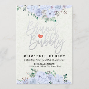 Brunch Bubbly Bridal Shower Chic Watercolor Floral Invitation