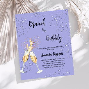 Brunch Bubbly Bridal Shower dusty blue invitation