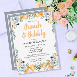 Brunch & Bubbly Bridal Shower Floral Boho Invitation