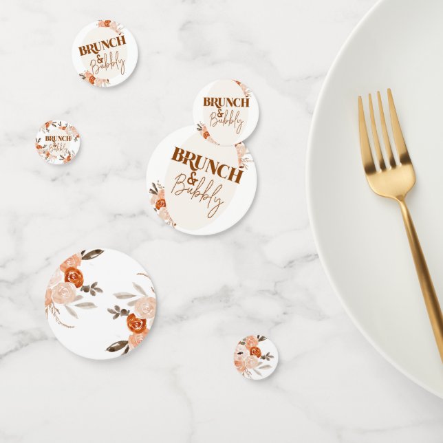 Brunch & Bubbly, Bridal Shower, Floral Bridal Pape Confetti (Group)