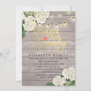 Brunch & Bubbly Bridal Shower Floral String Lights Invitation