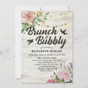Brunch & Bubbly Bridal Shower Floral String Lights Invitation