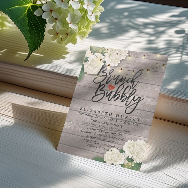 Brunch & Bubbly Bridal Shower Floral String Lights Invitation (Creator Uploaded)