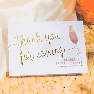 Brunch & Bubbly Bridal Shower Gold Thank You Card