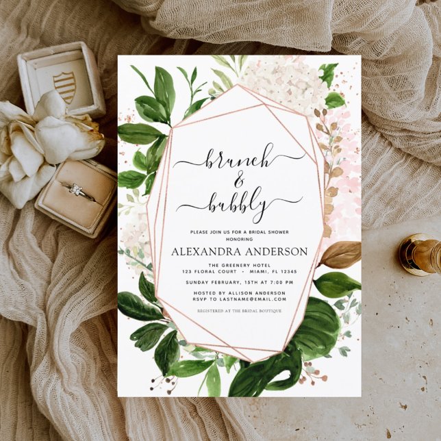 Brunch & Bubbly Bridal Shower Greenery Invitation (Creator Uploaded)