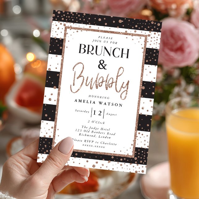 Brunch & Bubbly Bridal Shower Invitation (Sip, sparkle, and celebrate 💖 Send your love with this glamorous rose gold bridal shower invite.)