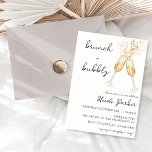 Brunch & Bubbly Bridal Shower Invitation<br><div class="desc">Festive and elegant bridesmaids brunch invitations feature a pair of clinking champagne glasses in watercolor,  filled with sparkling bubbly. Personalise with your bridesmaids brunch or luncheon details.</div>