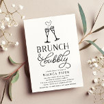 Brunch & Bubbly | Bridal Shower Invitation<br><div class="desc">Invite loved ones to shower the bride at a "brunch and bubbly" themed bridal shower with these chic black and white invitations featuring two champagne flutes joined by an effervescent heart,  and elegant typography.</div>
