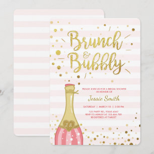 Brunch & Bubbly Bridal shower invitation Pink Gold