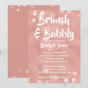 Brunch & Bubbly Bridal Shower Invitation Rose Gold