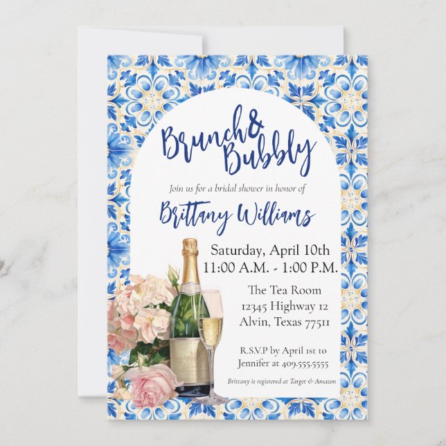 Brunch & Bubbly Bridal Shower- Italian Coast Theme Invitation (Front)