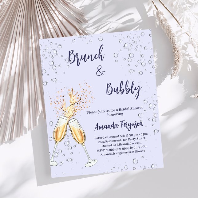 Brunch Bubbly Bridal Shower lavender invitation (Creator Uploaded)