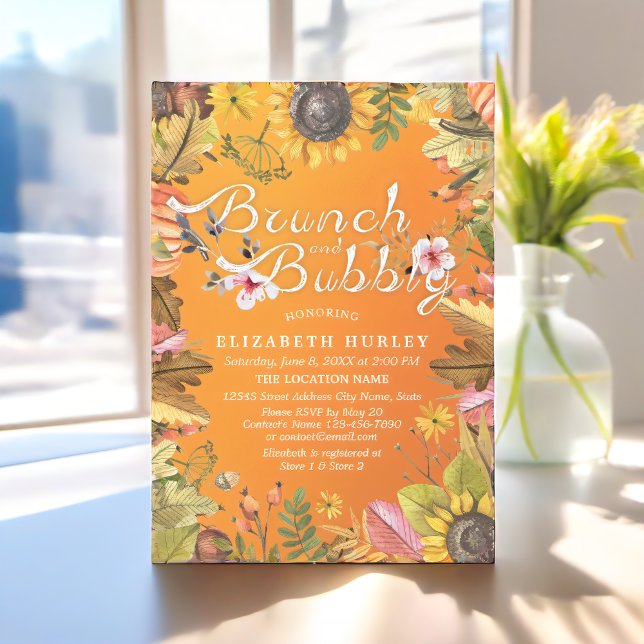 Brunch & Bubbly Bridal Shower Maple Leaves Pumpkin Invitation (Creator Uploaded)