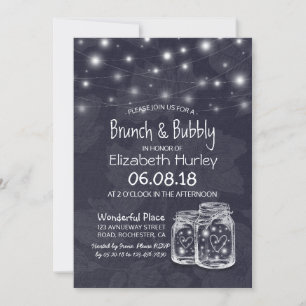 Brunch Bubbly Bridal Shower Mason Jar String Light Invitation