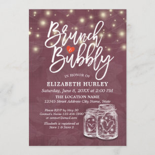 Brunch Bubbly Bridal Shower Mason Jar String Light Invitation