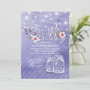 Brunch Bubbly Bridal Shower Mason Jar String Light Invitation
