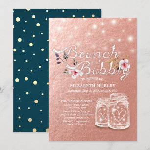 Brunch & Bubbly Bridal Shower Mason Jars Rose Gold Invitation