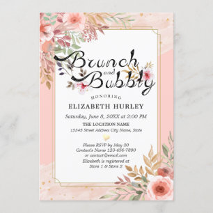 Brunch & Bubbly Bridal Shower Modern Chic Flowers Invitation
