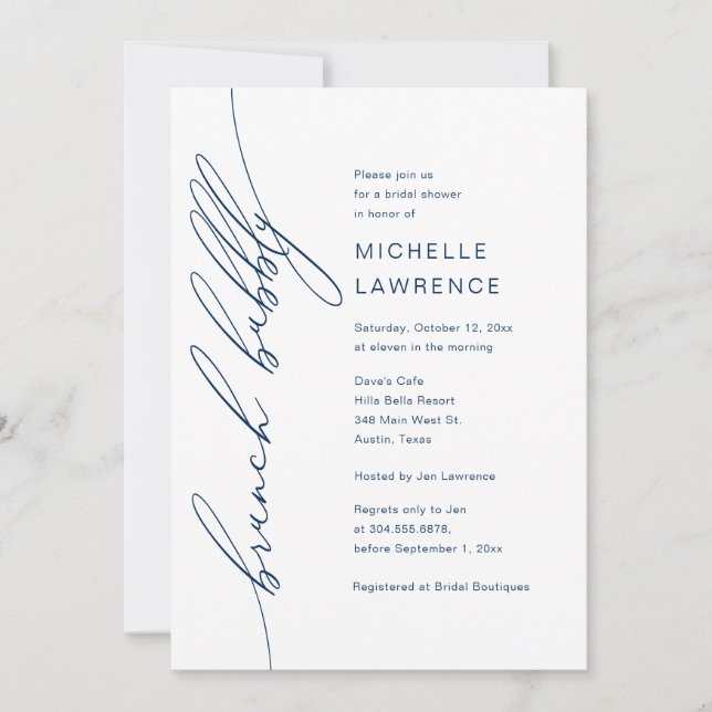 Brunch Bubbly, Bridal Shower Party Celebration Invitation (Front)