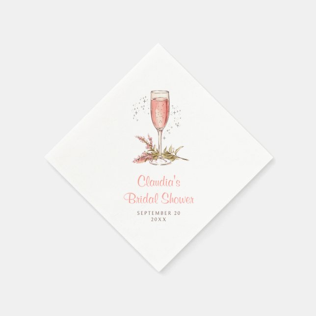 Brunch Bubbly Bridal Shower Peach Apricot Napkin (Corner)