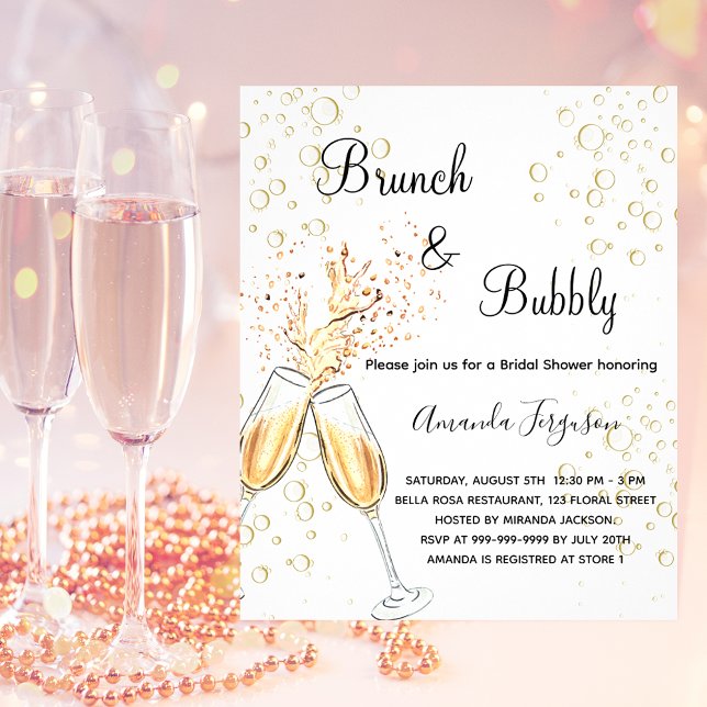 Brunch Bubbly Bridal Shower Pink Budget Invitation (Creator Uploaded)