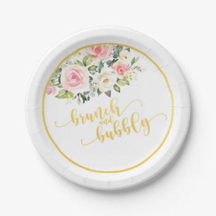 Brunch & Bubbly Bridal Shower Plate - Gold