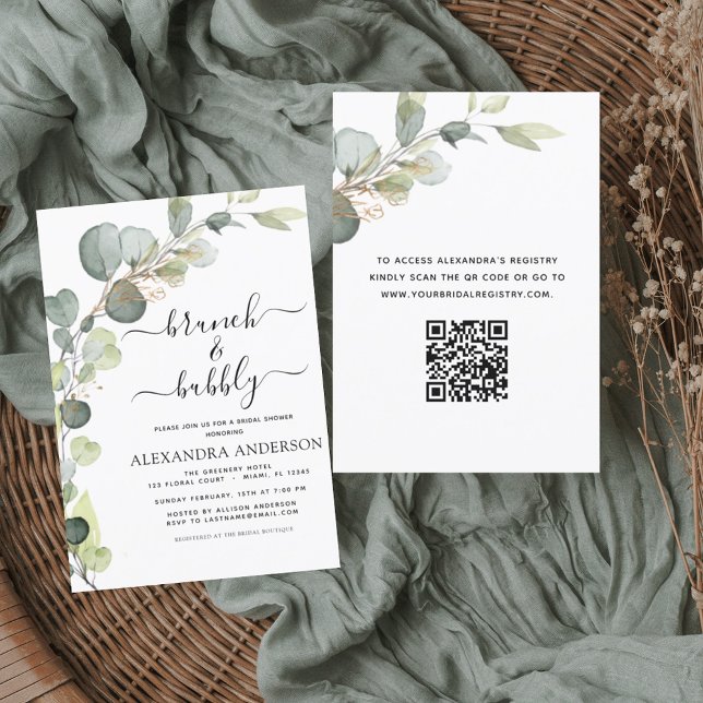 Brunch & Bubbly Bridal Shower QR Code Invitation (Creator Uploaded)