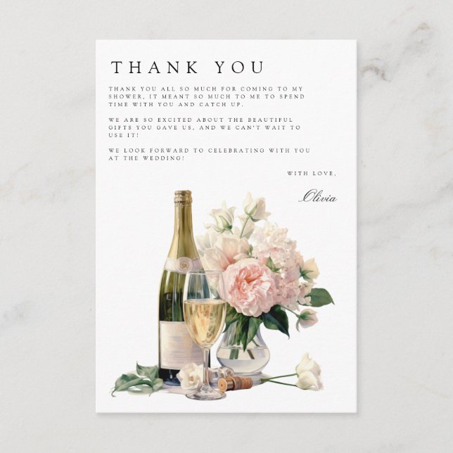 Brunch & Bubbly Bridal Shower Thank You Card (Front)