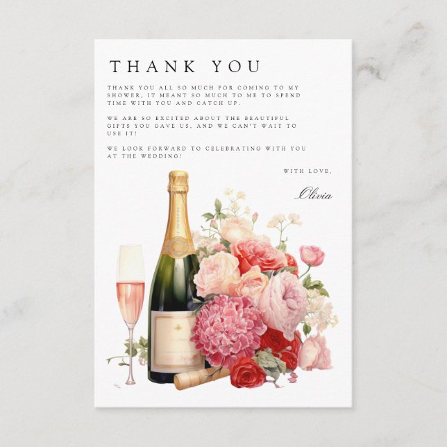 Brunch & Bubbly Bridal Shower Thank You Card (Front)