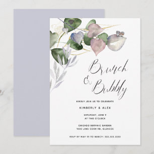 Brunch Bubbly Bridal Shower Watercolor Eucalyptus  Invitation