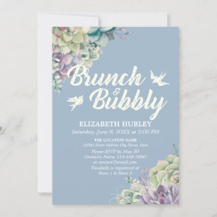 Brunch & Bubbly Bridal Shower Watercolor Succulent Invitation