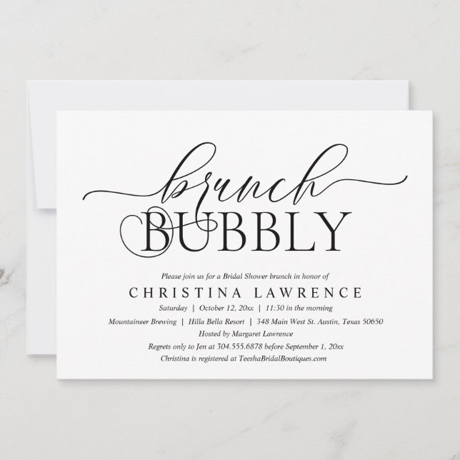 Brunch Bubbly, Bride to be, Bridal Shower Invitati Invitation (Front)