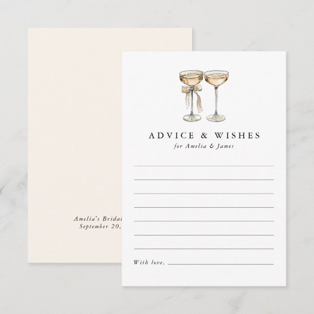 Brunch & Bubbly Champagne Bridal Shower Advice Card (Front/Back)