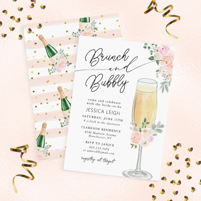 Brunch & Bubbly Champagne Bridal Shower Invitation (Creator Uploaded)